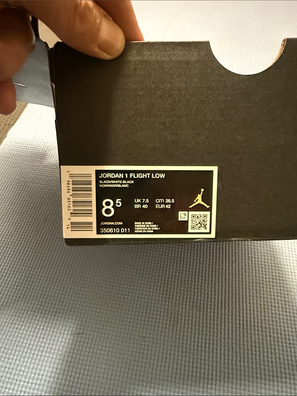 Men's Jordan 1 Flight Low Black Low-Top Basketball Sneakers with White Accents - Picture 6 of 6